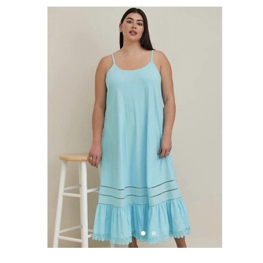 NWT Torrid maxi cotton crochet trim cover up dress size L